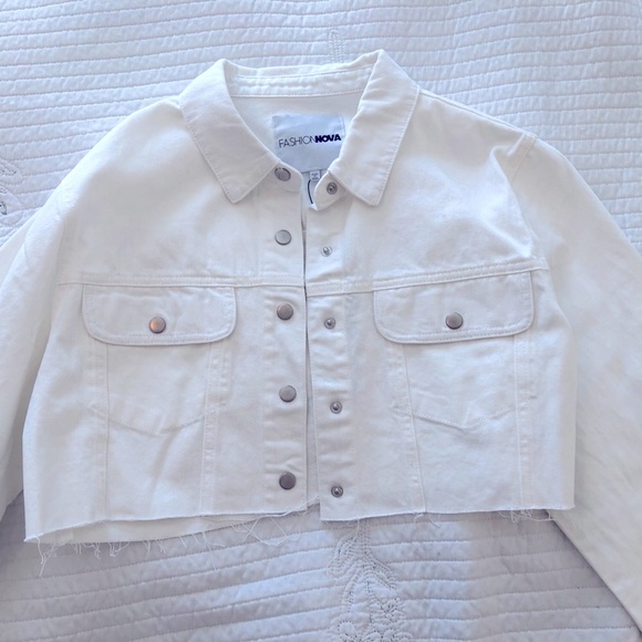 Fashion Nova Jackets & Blazers - Cropped white denim jacket. BRAND NEW.